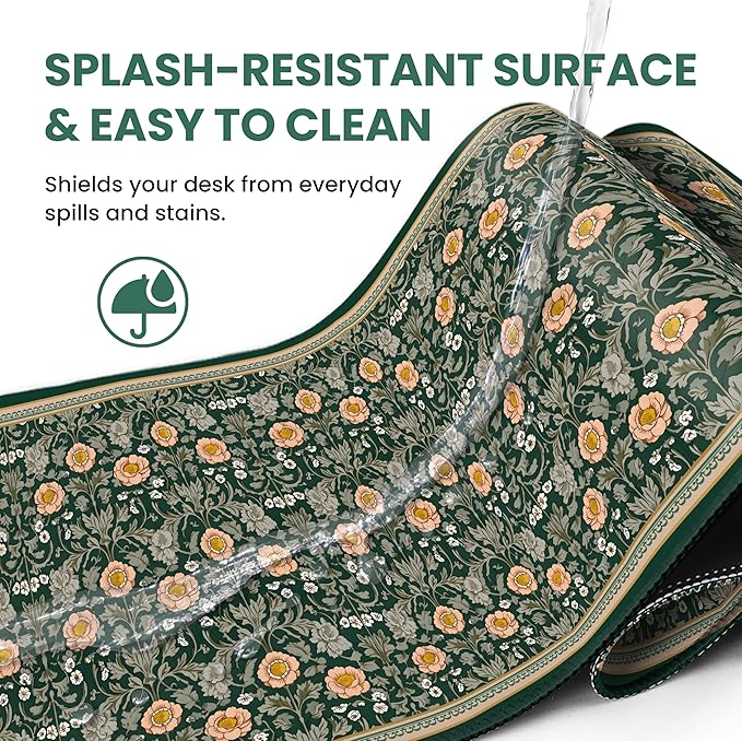 Large Mouse Pad for Desktop, Cute Desk Mat Pad Protector for Work & Gaming, Aesthetic Pretty Anti-Slip Laptop Blotter Cover for Office School Home Supplies, Soft Gold Petals, 31.5" x 11.8"