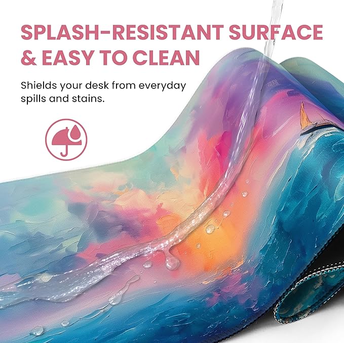 Large Mouse Pad for Desktop, Cute Desk Mat Pad Protector for Work & Gaming, Aesthetic Pretty Anti-Slip Laptop Blotter Cover for Office School Home Supplies, Sunset, 35.4" x 15.7"