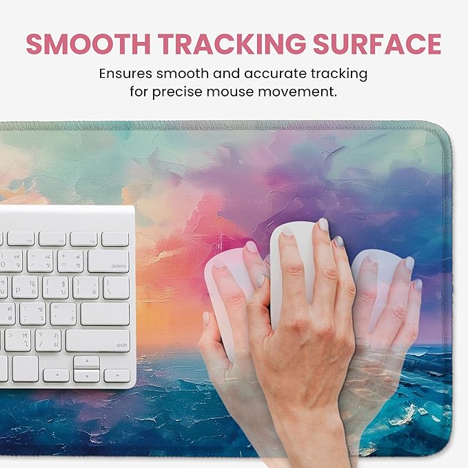 Large Mouse Pad for Desktop, Cute Desk Mat Pad Protector for Work & Gaming, Aesthetic Pretty Anti-Slip Laptop Blotter Cover for Office School Home Supplies, Sunset, 31.5" x 11.8"