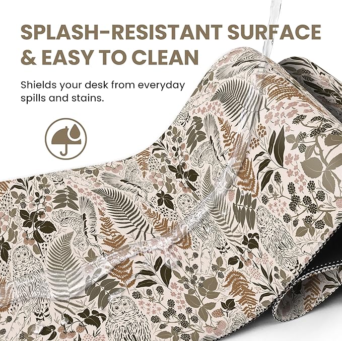 Large Mouse Pad for Desktop, Cute Desk Mat Pad Protector for Work & Gaming, Aesthetic Pretty Anti-Slip Laptop Blotter Cover for Office School Home Supplies, Magical Forest, 35.4" x 15.7"