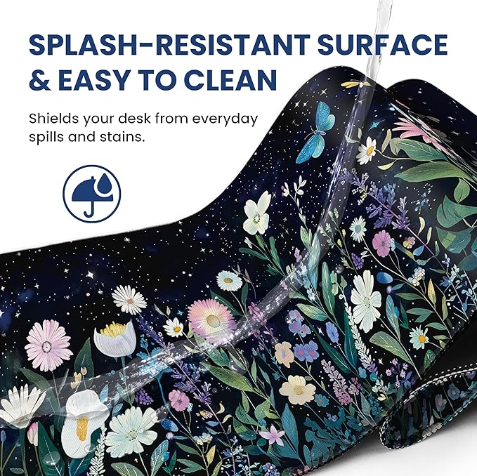 Large Mouse Pad for Desktop, Cute Desk Mat Pad Protector for Work & Gaming, Aesthetic Pretty Anti-Slip Laptop Blotter Cover for Office School Home Supplies, Celestial, 35.4" x 15.7"